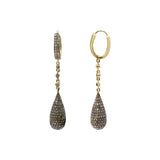 Natural Diamond 925 Sterling Silver Gold Plated Drop Earrings