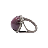Star Ruby and Diamond 925 Silver Black Rhodium Plated Designer Ring