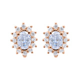 Elegant Oval Shaped Cubic Zircon 925 Sterling Silver Stud Earring
