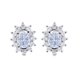 Elegant Oval Shaped Cubic Zircon 925 Sterling Silver Stud Earring