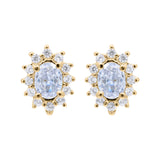 Elegant Oval Shaped Cubic Zircon 925 Sterling Silver Stud Earring