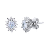 Elegant Oval Shaped Cubic Zircon 925 Sterling Silver Stud Earring