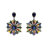 Natural Multi Sapphire Gemstone and Diamond 925 Silver Gold Plated Earrings
