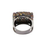 Natural Multi Sapphire Gemstone 925 Sterling Silver Black Rhodium Plated Ring