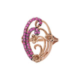 Floral Shape Natural Ruby 925 Silver Rose Gold Plated Designer Ring