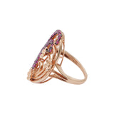 Floral Shape Natural Ruby 925 Silver Rose Gold Plated Designer Ring