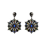 Natural Multi Sapphire Gemstone and Diamond 925 Silver Gold Plated Earrings