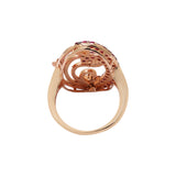 Floral Shape Natural Ruby 925 Silver Rose Gold Plated Designer Ring