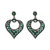 Natural Emerald Gemstone and Diamond 925 Sterling Silver Gold Plated Earring