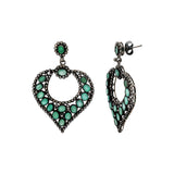 Natural Emerald Gemstone and Diamond 925 Sterling Silver Gold Plated Earring