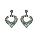 Natural Emerald Gemstone and Diamond 925 Sterling Silver Gold Plated Earring