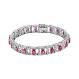 Natural Ruby and Diamond 18K White Gold Designer Bracelet