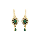 Natural Green Onyx Gemstone and Cubic Zircon 925 Sterling Silver Earring