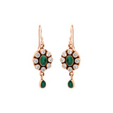 Natural Green Onyx Gemstone and Cubic Zircon 925 Sterling Silver Earring