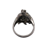 Turtle 925 Sterling Silver Designer Diamond Black Rhodium Plated Ring