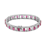 Natural Ruby and Diamond 18K White Gold Designer Bracelet
