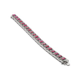 Natural Ruby and Diamond 18K White Gold Designer Bracelet