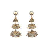 Natural Blue Sapphire Gemstone and Diamond 925 Sterling Silver Gold Plated Drop Earring