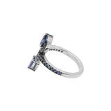 Natural Pear Shaped Blue Sapphire Gemstone 925 Sterling Silver Ring