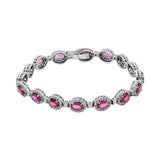 Natural Ruby and Diamond 18K White Gold Designer Bracelet