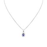 Natural Sapphire Gemstone and Diamond 14k Yellow Gold Pendant With Chain