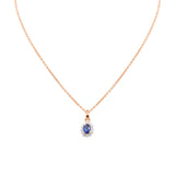 Natural Sapphire Gemstone and Diamond 14k Yellow Gold Pendant With Chain