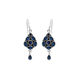 Lab Created Blue Sapphire 925 Silver Gold Plated Drangle Earring