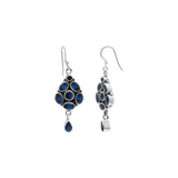 Lab Created Blue Sapphire 925 Silver Gold Plated Drangle Earring