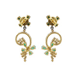 Natural Emerald Gemstone and Diamond 925 Sterling Silver Drop Earring