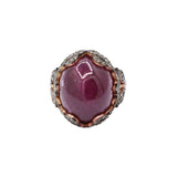 Natural Ruby Gemstone With Diamond Rose Gold Plated 925 Sterling Silver Ring