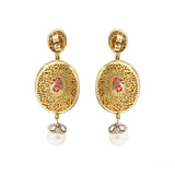 Natural Ruby, Pearl Gemstone and Polki Diamond 925 Sterling Silver Jumka Earring