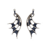 Buy Dragon Wings Natural Blue Sapphire Gemstone and Diamond 925 Sterling Silver Earring