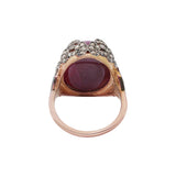 Natural Ruby Gemstone With Diamond Rose Gold Plated 925 Sterling Silver Ring