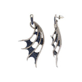 Buy Dragon Wings Natural Blue Sapphire Gemstone and Diamond 925 Sterling Silver Earring