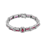 Natural Ruby and Diamond 18k White Gold Bracelet