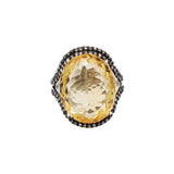 Natural Citrine Gemstone and Diamond 925 Sterling Silver Ring