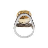 Natural Citrine Gemstone and Diamond 925 Sterling Silver Ring