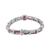 Natural Ruby and Diamond 18k White Gold Bracelet