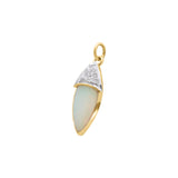 Natural Opal Gemstone and Precious Diamond 18k Yellow Gold Pendant With Chain