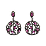 Natural Ruby Gemstone and Diamond 925 Sterling Silver Drop Earring