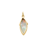 Natural Opal Gemstone and Precious Diamond 18k Yellow Gold Pendant With Chain