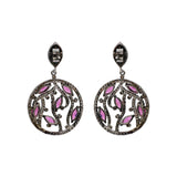 Natural Ruby Gemstone and Diamond 925 Sterling Silver Drop Earring