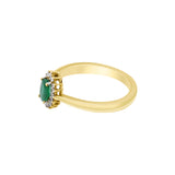 Natural Emerald Oval Shaped Gemstone and Diamond 14k Yellow Gold Ring