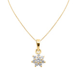 Floral Shaped Natural Diamond 14k White Gold Pendant With Chain