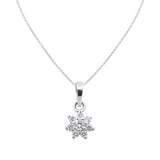 Floral Shaped Natural Diamond 14k White Gold Pendant With Chain