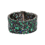 925 Silver Blue Sapphire, Emerald And Diamond Bracelet