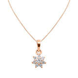 Floral Shaped Natural Diamond 14k White Gold Pendant With Chain