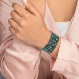 925 Silver Blue Sapphire, Emerald And Diamond Bracelet