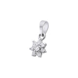 Floral Shaped Natural Diamond 14k White Gold Pendant With Chain