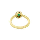 Natural Emerald Oval Shaped Gemstone and Diamond 14k Yellow Gold Ring